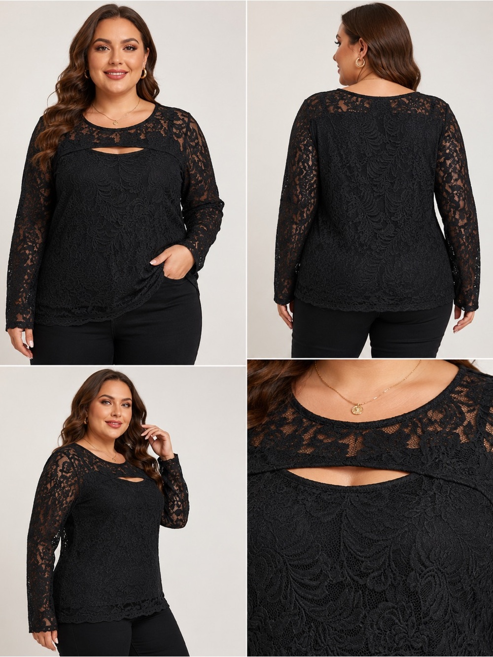 Torrid Black Lace Long Sleeve Blouse Size 0